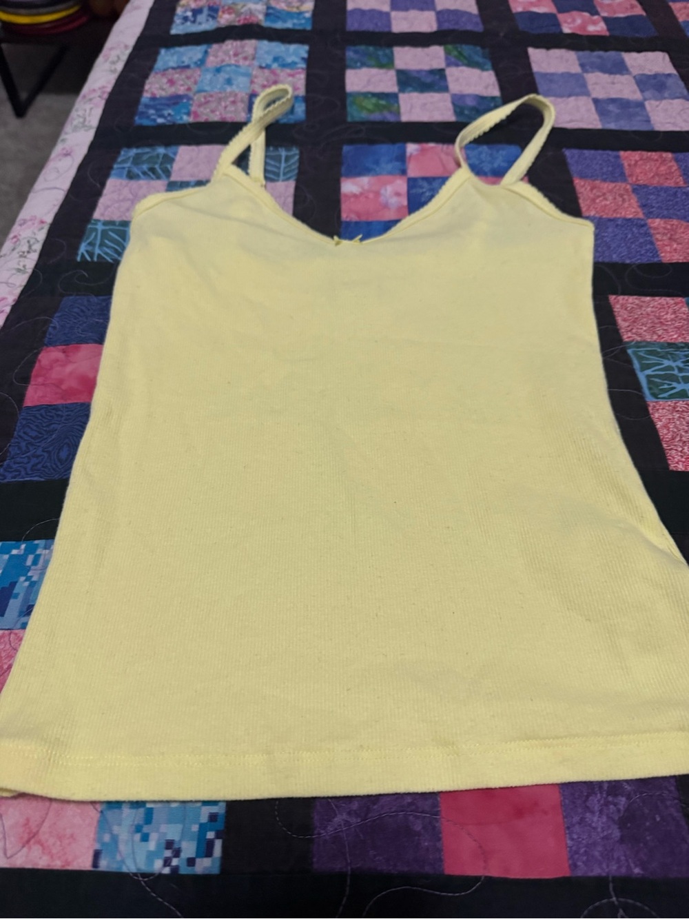 Aritzia Home Stretch Yellow Women’s Spaghetti Strap Tank Top with Bow
